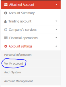 Instaforex Account Verification System - Login to Your Client Cabinet and Click the Verification Option